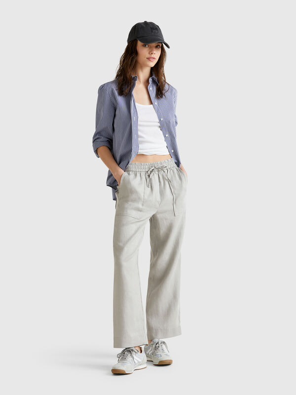 Pantalon pur lin avec élastique Femme