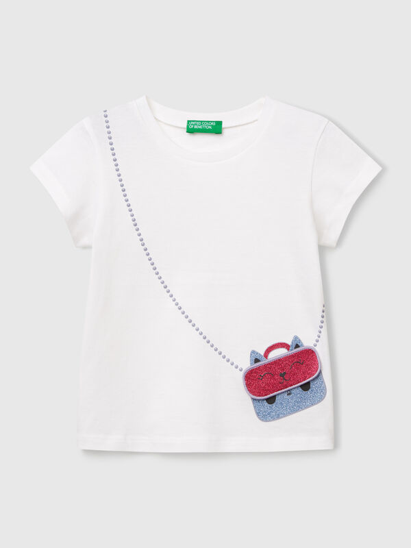 T-Shirt mit Aufdruck und Applikation Mädchen