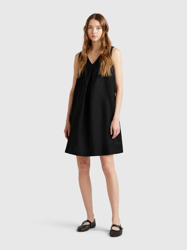 Ärmelloses Kleid aus reinem Leinen Damen