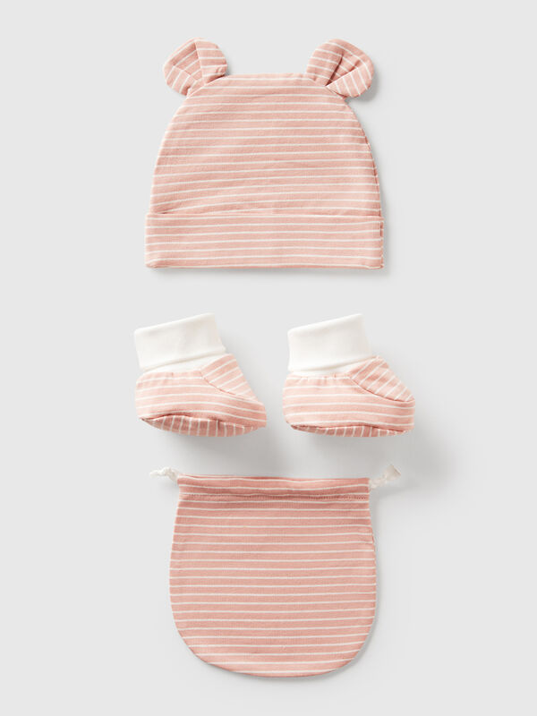Gestreifte Mütze und Hausschuhe Newborn