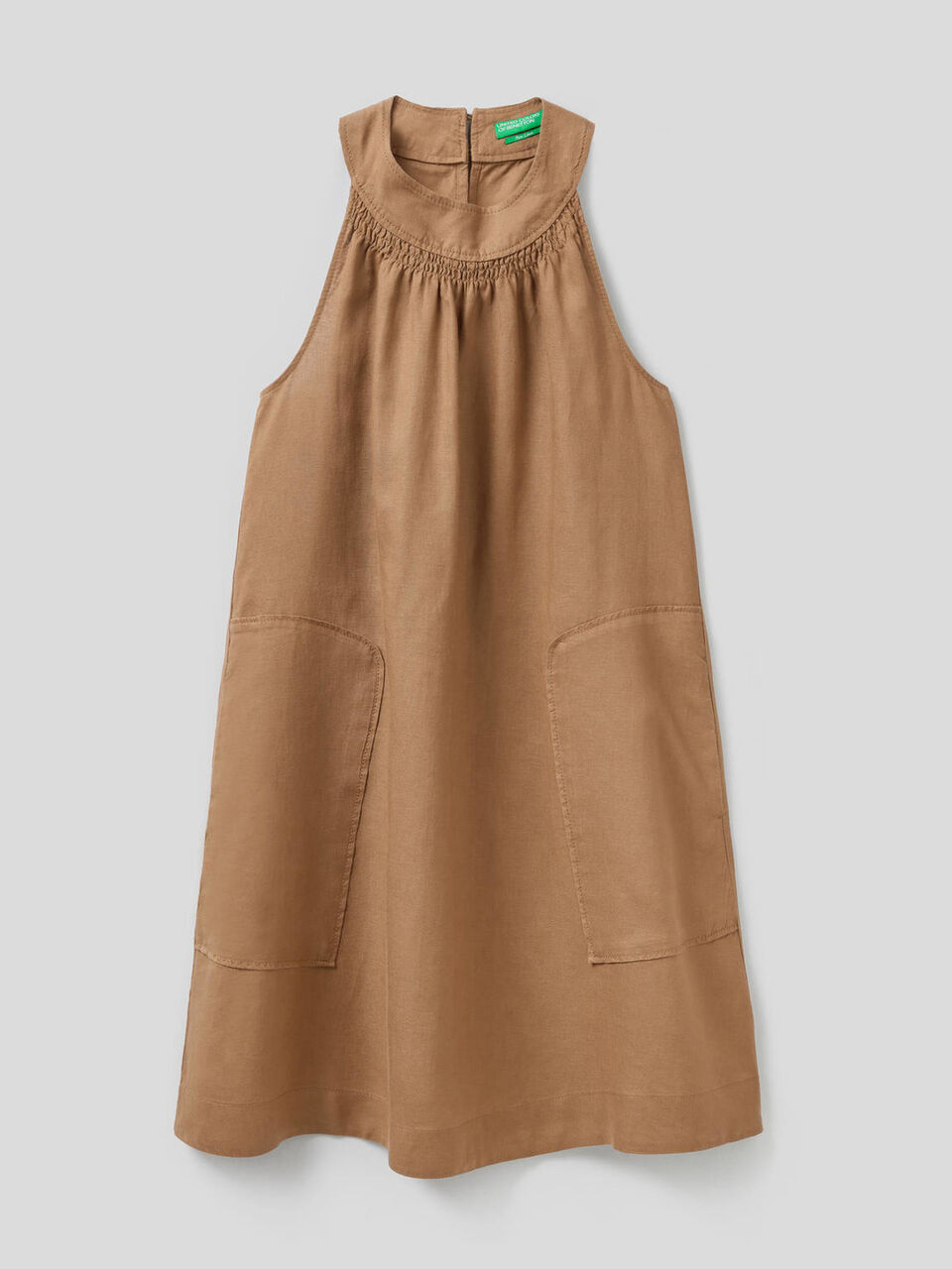 Cropped dress in 100% linen image number 1
