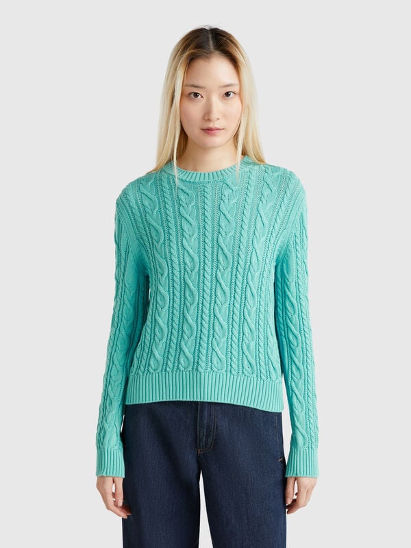 Pull en maille torsadée 100% coton Femme