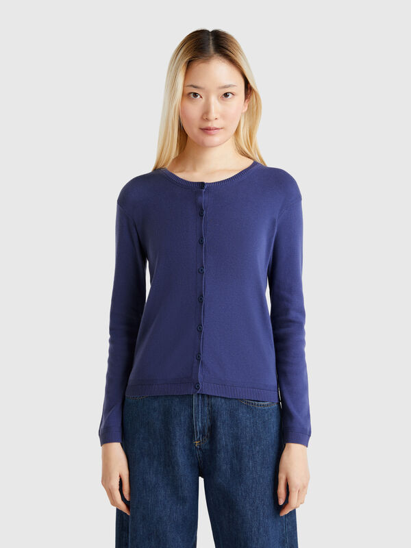 Gilet à col rond en pur coton Femme