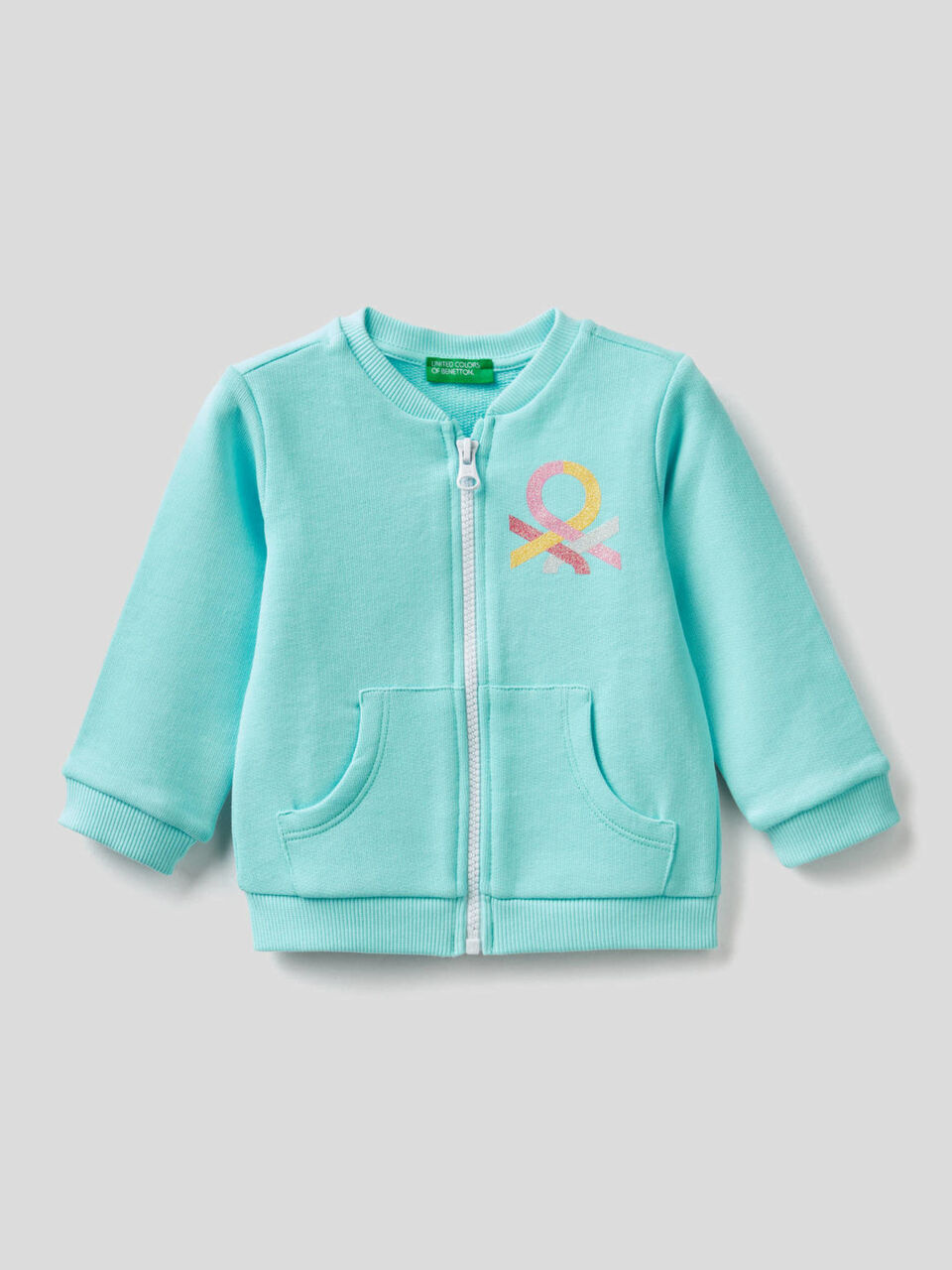 Sweatshirt with zip in organic cotton image number 1