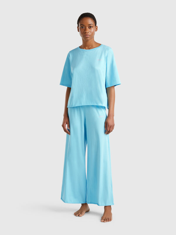 Locker sitzender Pyjama aus reiner Baumwolle Damen