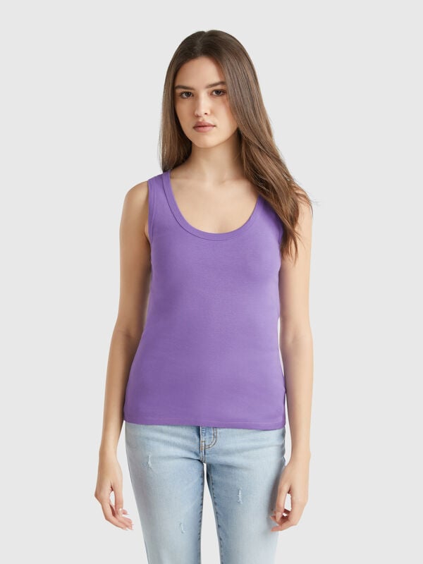 Débardeur pur coton pervenche Femme
