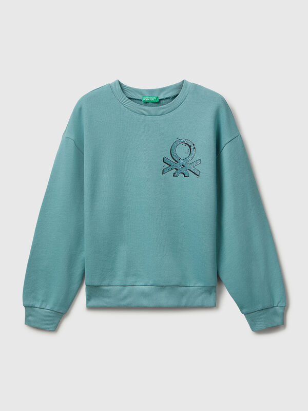 Sweatshirt mit glitzerndem Logo-Print Mädchen