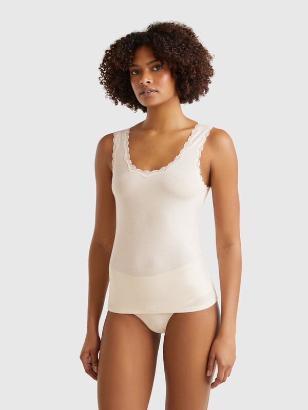 Modal tank top with lace Women