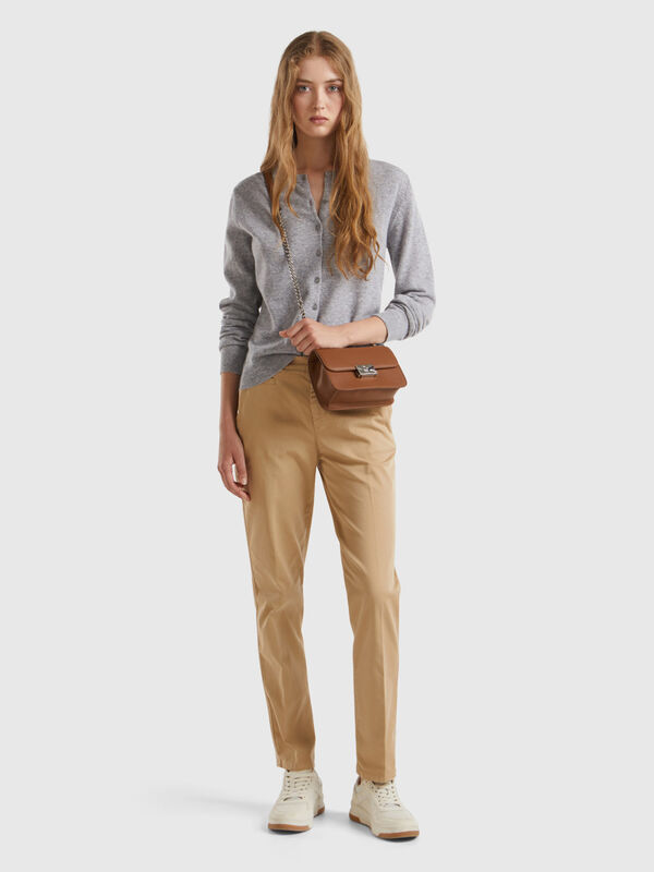 Chino slim beige en coton Femme