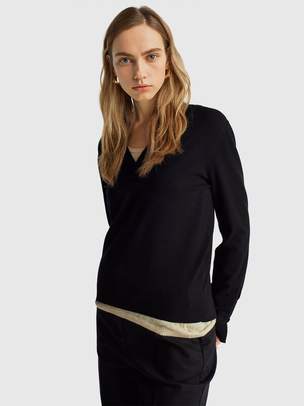 Pull col V Femme
