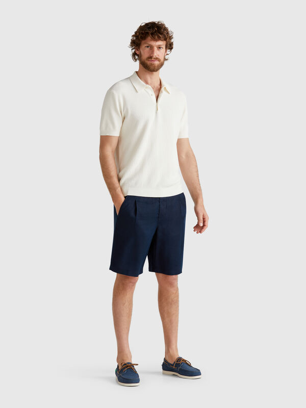 Bermuda avec cordon de serrage en pur lin Homme