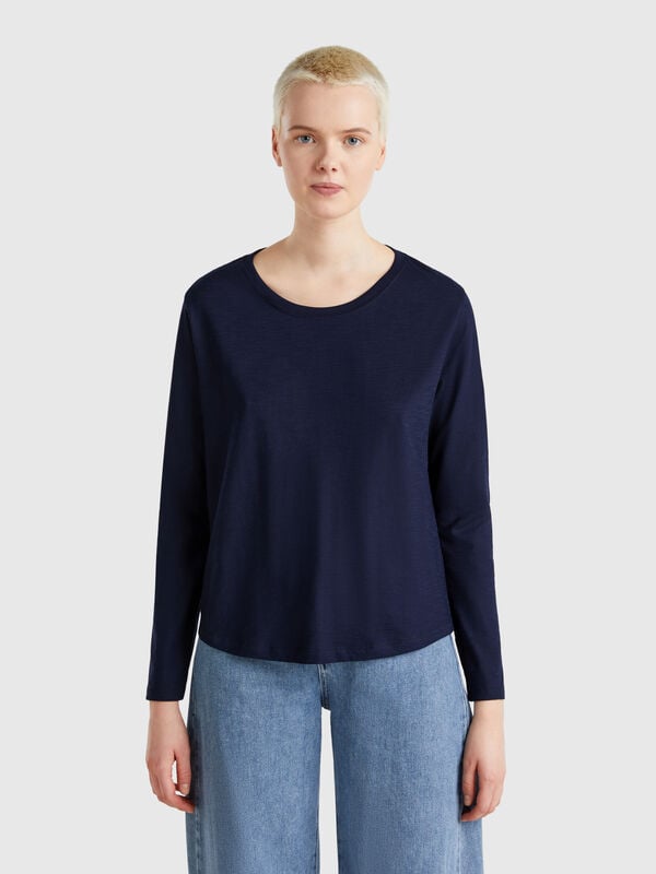 T-shirt à manches longues en coton léger Femme
