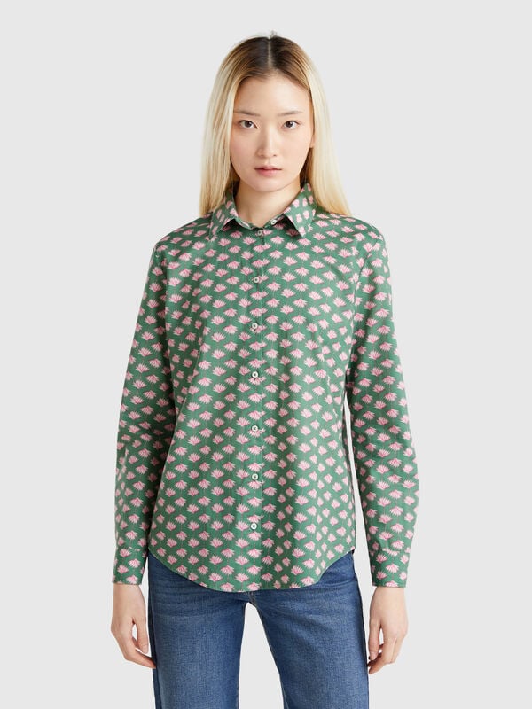 Chemise verte à motif Femme