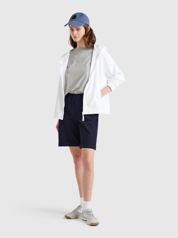 Bermuda avec revers en coton stretch Femme