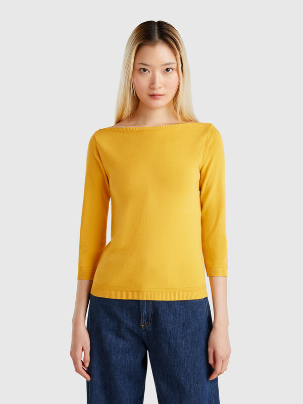 Pulli aus 100% Baumwolle mit Boot-Ausschnitt Damen