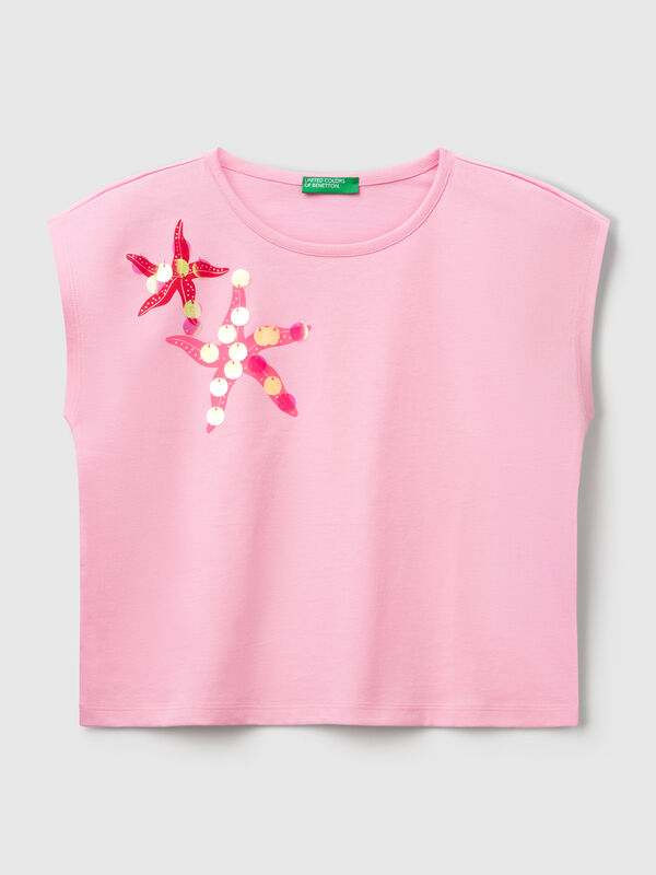 T-shirt with print and sequins Junior Girl