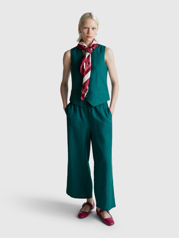 Weite Hose aus reinem Leinen Damen