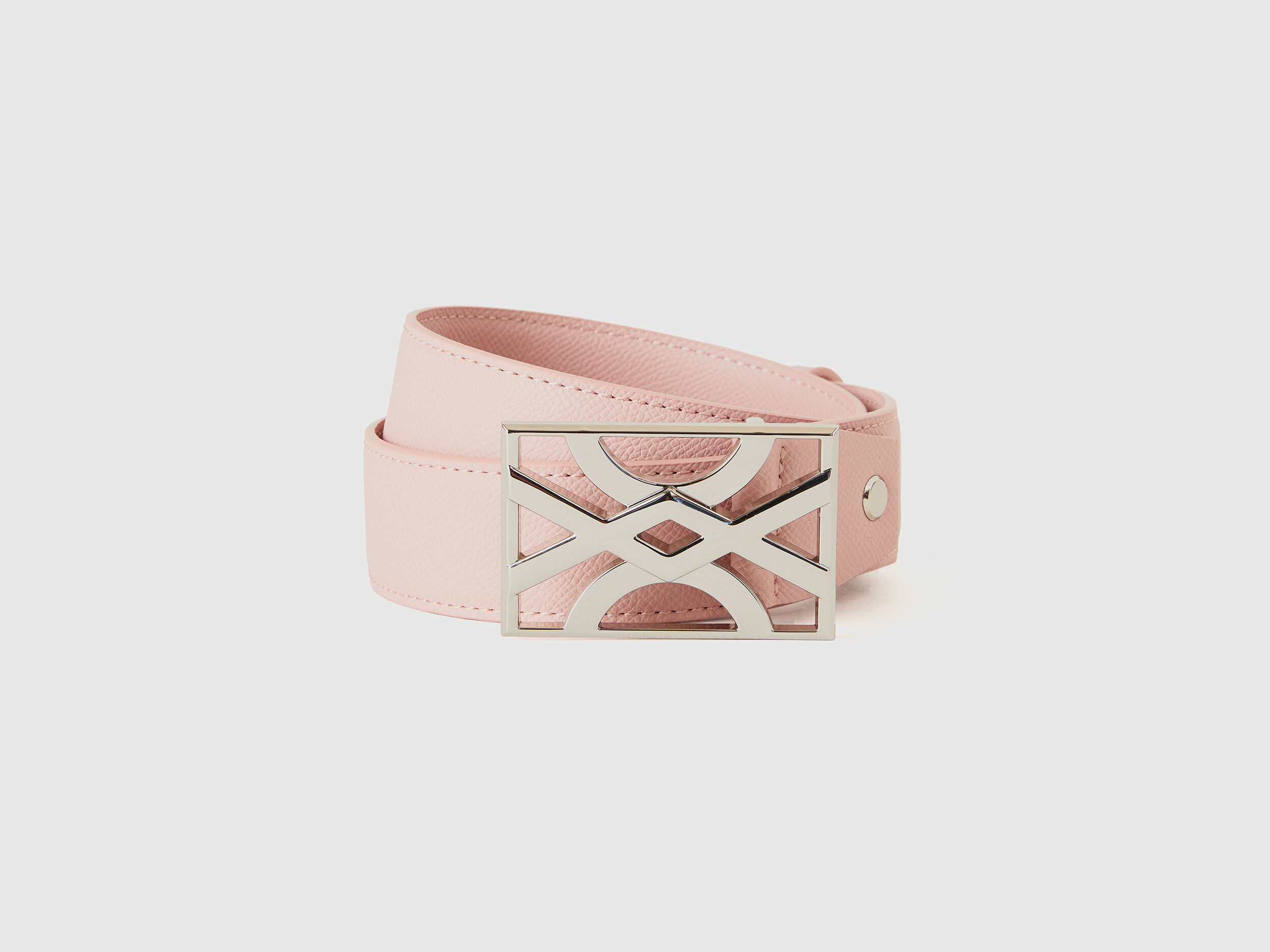 Ceinture rose poudre a boucle siglee Rose Pale Benetton