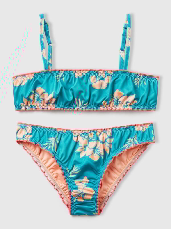Strandbikini mit Blumendruck Mädchen