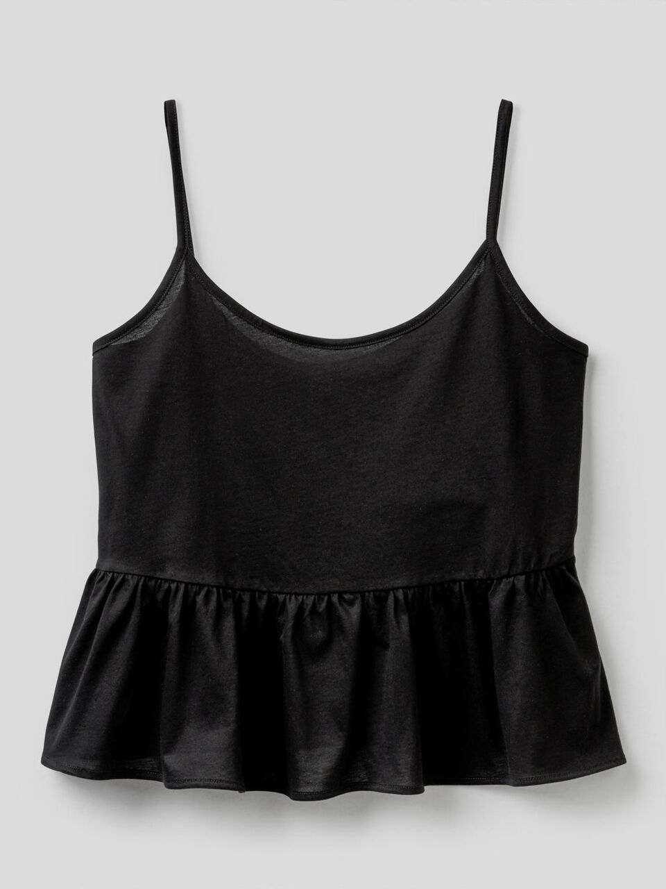 Top with shoulder straps with frill in 100% cotton image number 1