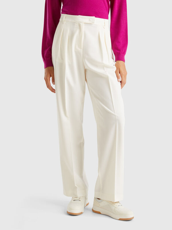 Wide trousers in stretch viscose blend Women