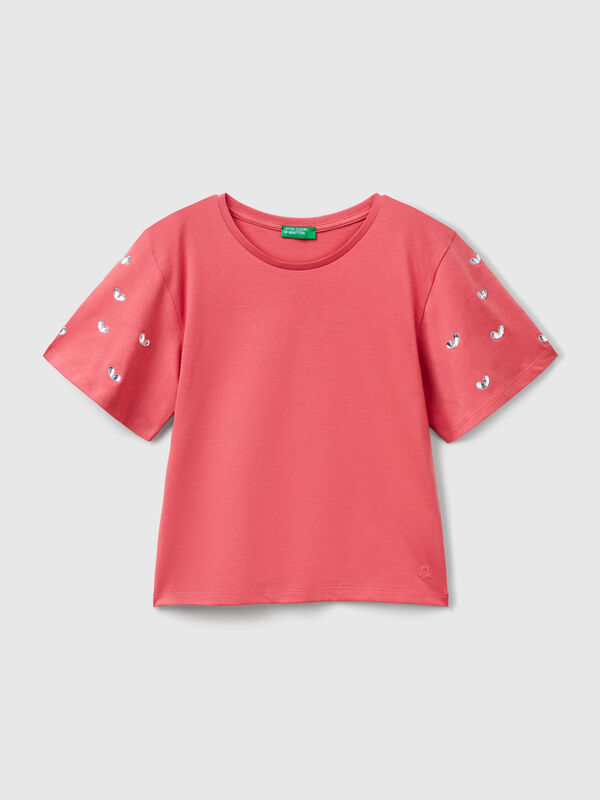 T-Shirt mit Strassärmeln Mädchen