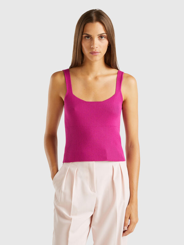 Knitted tank top with square neckline Women