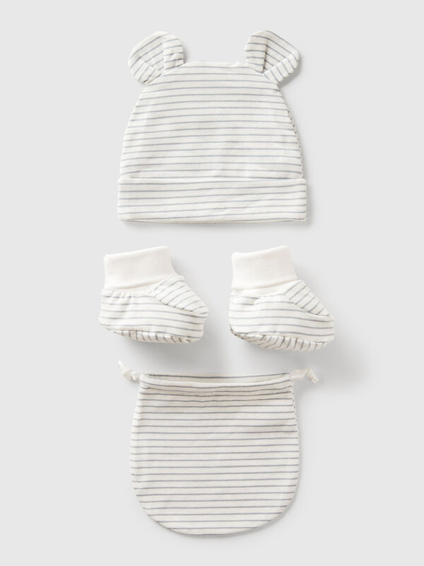 Casquette et pantoufles rayées Naissancede