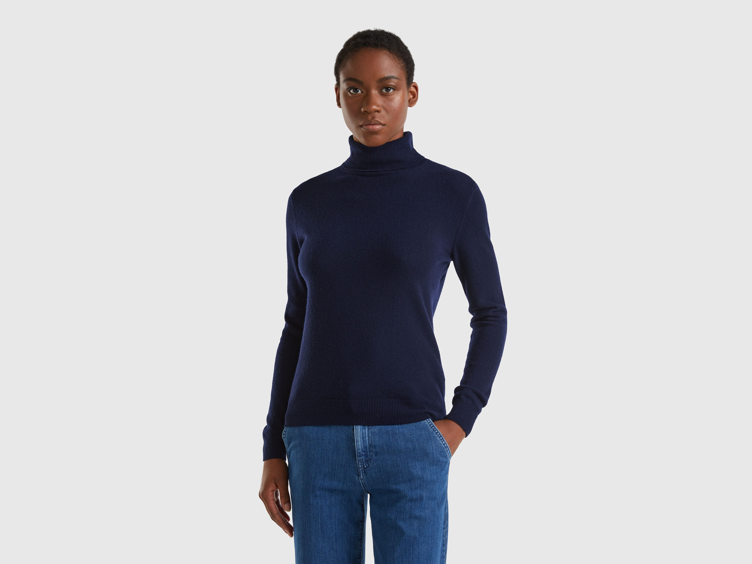 Blue turtleneck discount sweater women's