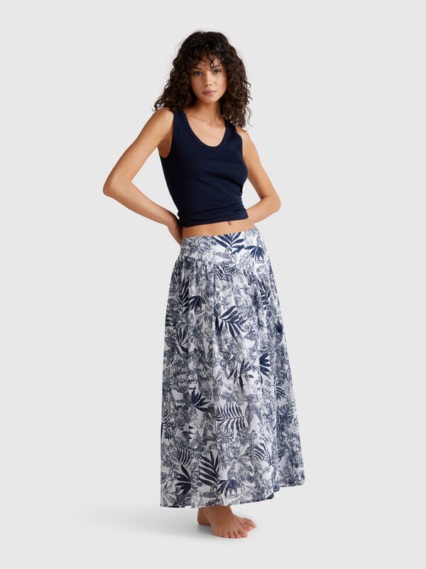 Langer Rock mit tropischem Print Damen