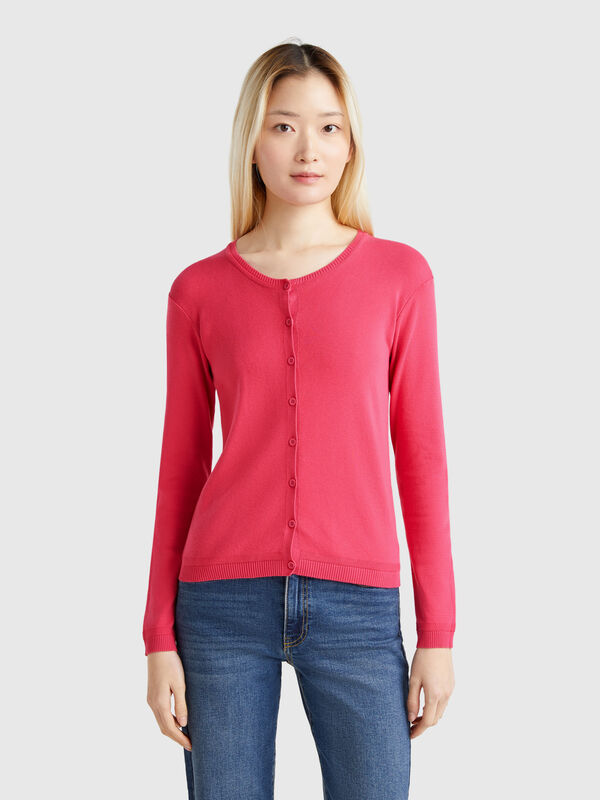 Gilet à col rond en pur coton Femme