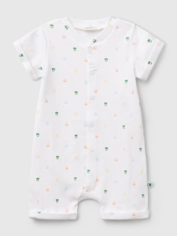 Weißer Playsuit mit Logo-Print Newborn