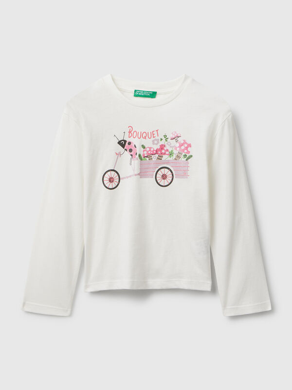 T-shirt en coton avec imprimé pailleté Filles