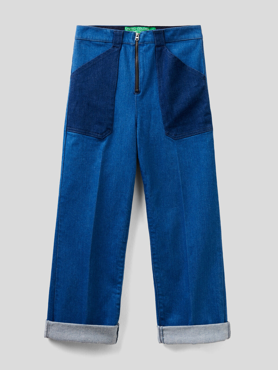 Color block jeans with wide leg image number 1
