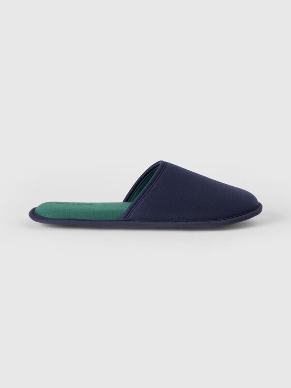 Blue and green slippers