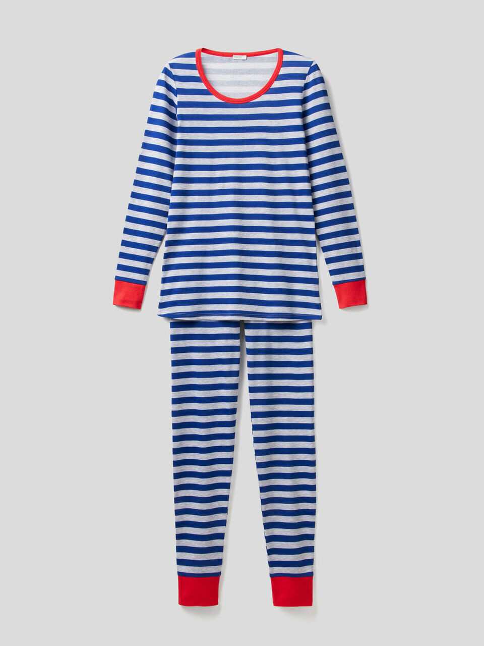 Gestreifter Pyjama aus reiner Baumwolle image number 1