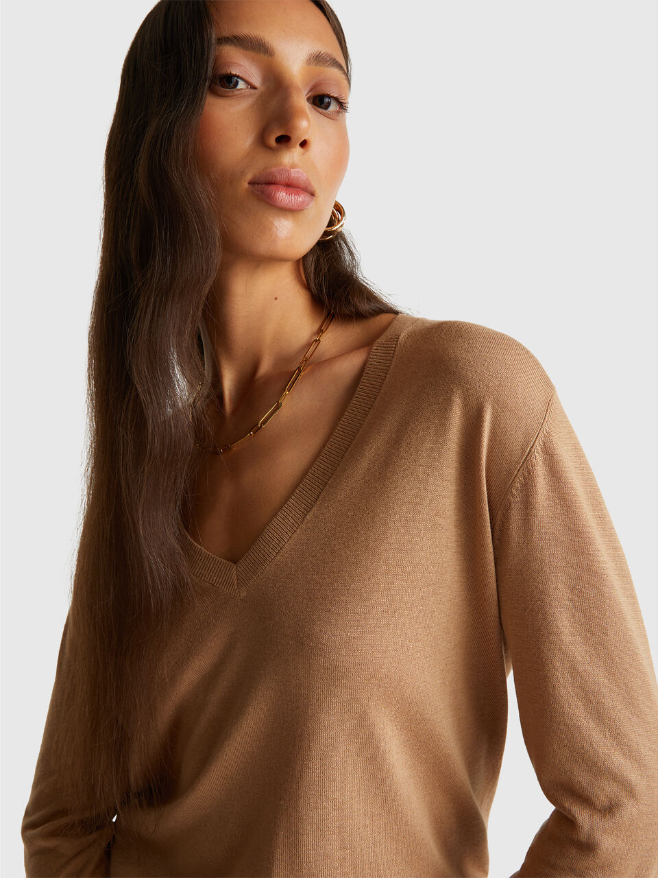 V NECK SWEATER L/S Women image number null