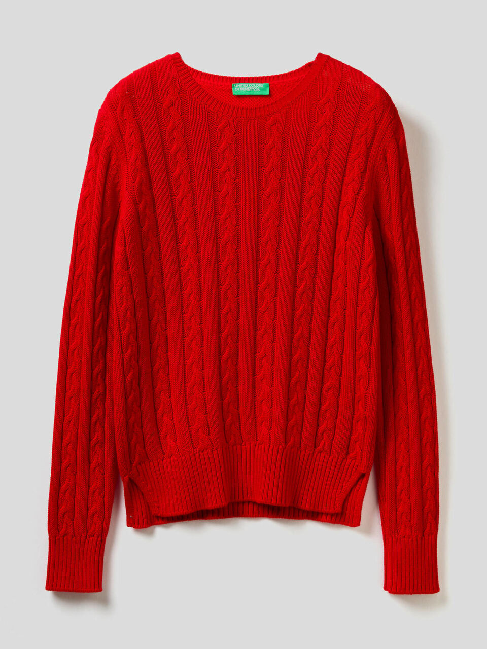 Pullover aus Baumwolle mit Verarbeitung im Flechtmuster image number 1
