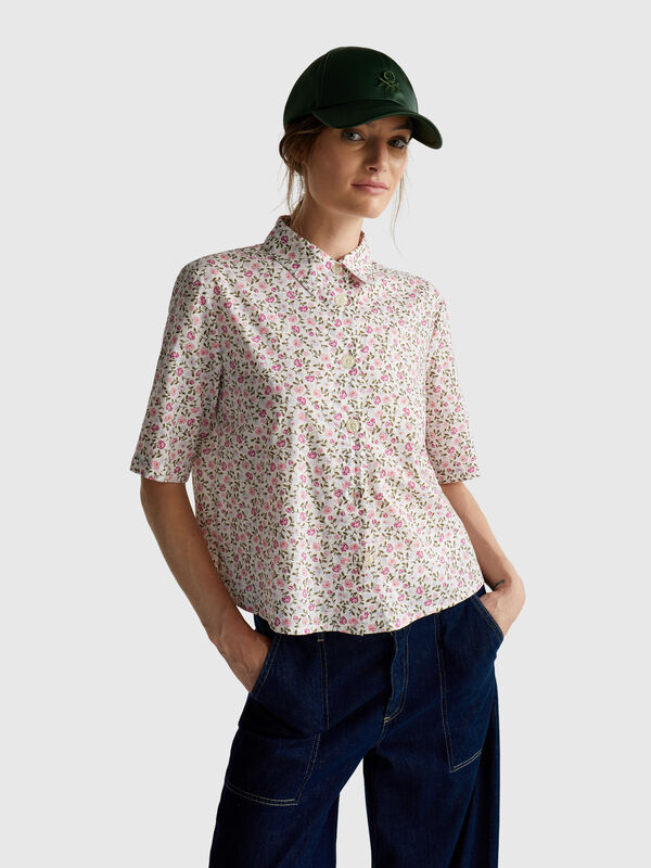 Chemise à motifs à manches courtes Femme