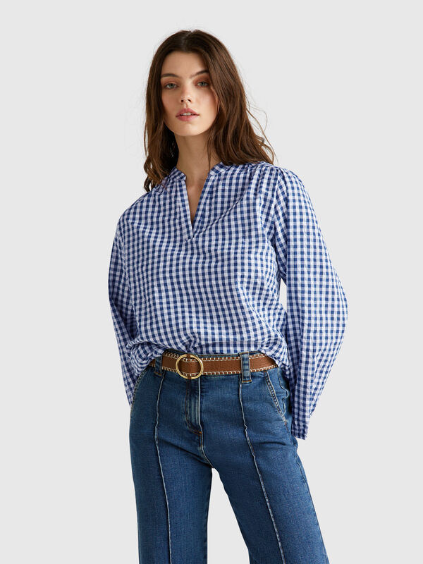 Gingham-Bluse Damen
