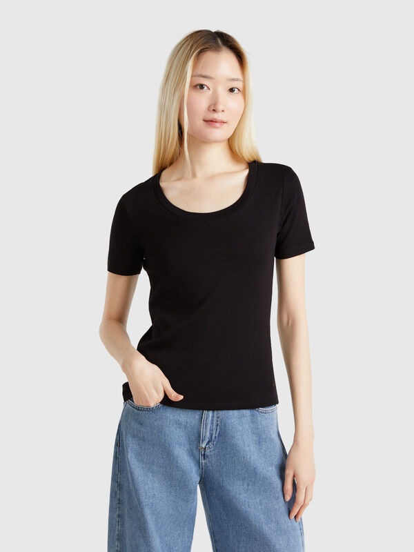 T-shirt à manches courtes en coton à fibres longues Femme