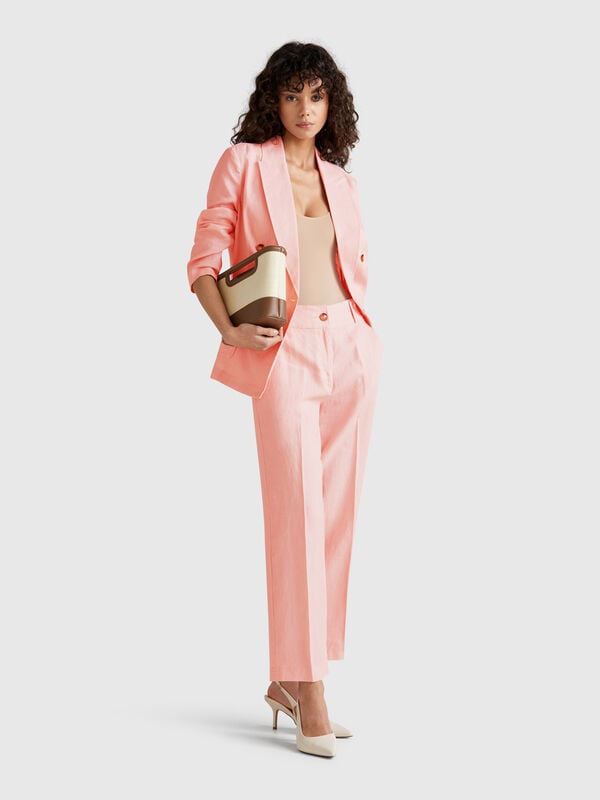 Pantalon droit en pur lin Femme