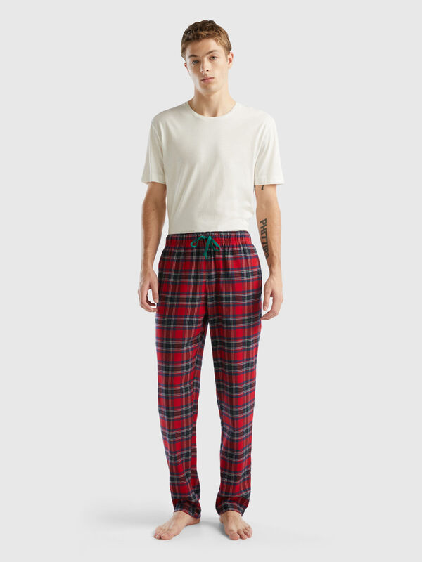Red and blue tartan trousers