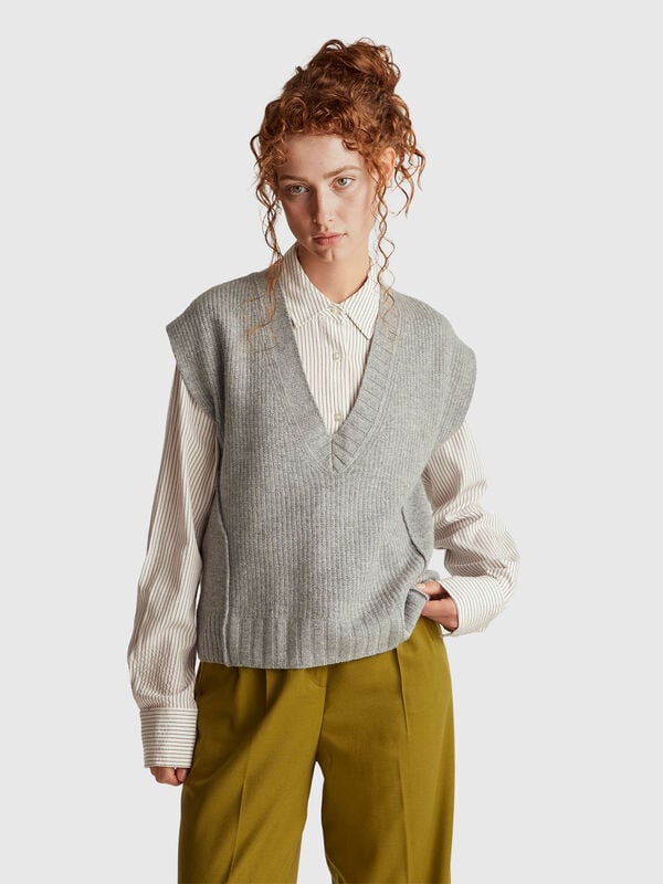 Weste aus Wollmischung mit V-Ausschnitt Damen