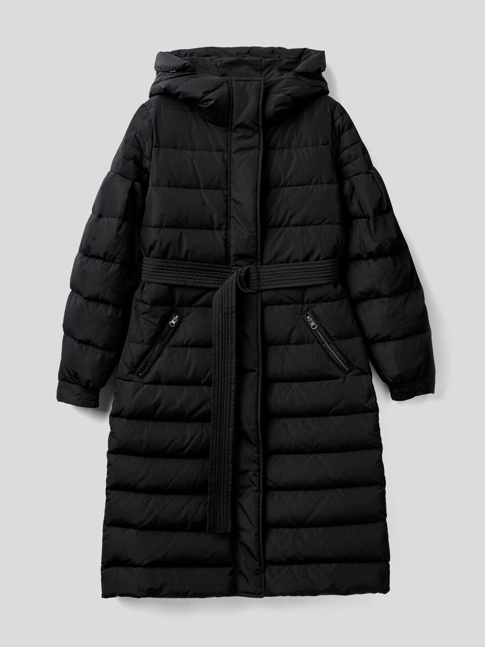 Lange Daunenjacke mit Gürtel image number 1