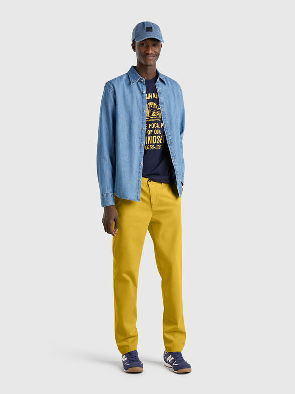 Mustard slim fit chinos Men