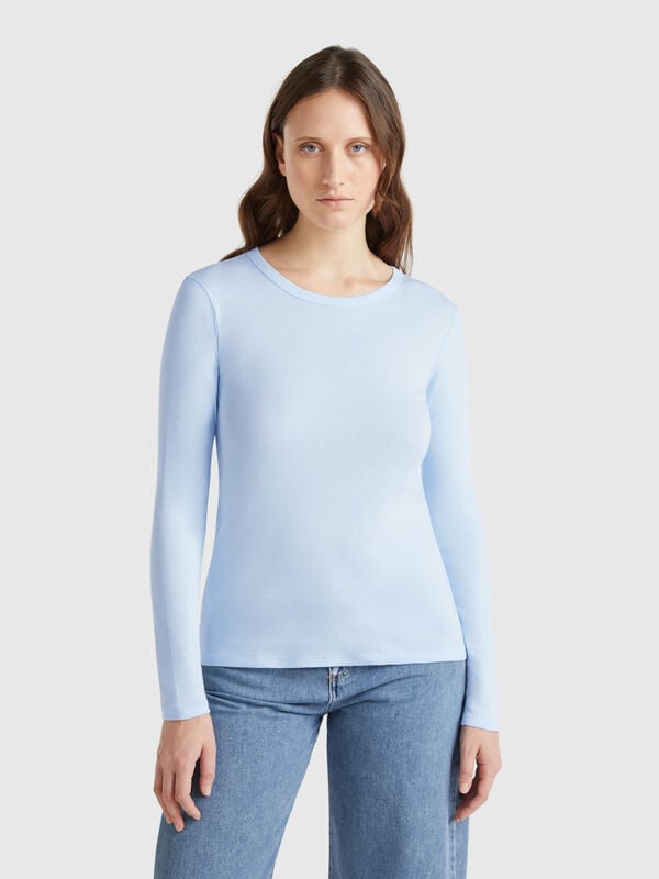 Langärmeliges T-Shirt aus reiner Baumwolle Damen