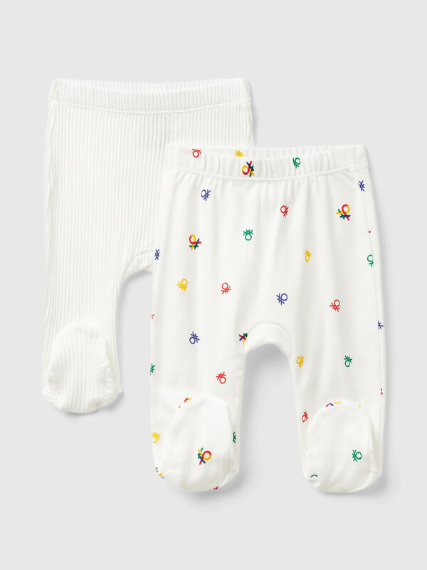 Two pairs of trousers in organic cotton New Born (0-18 months)