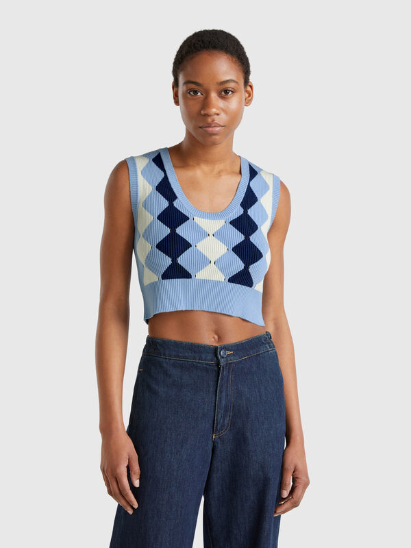 Cropped vest with diamond inlay Women