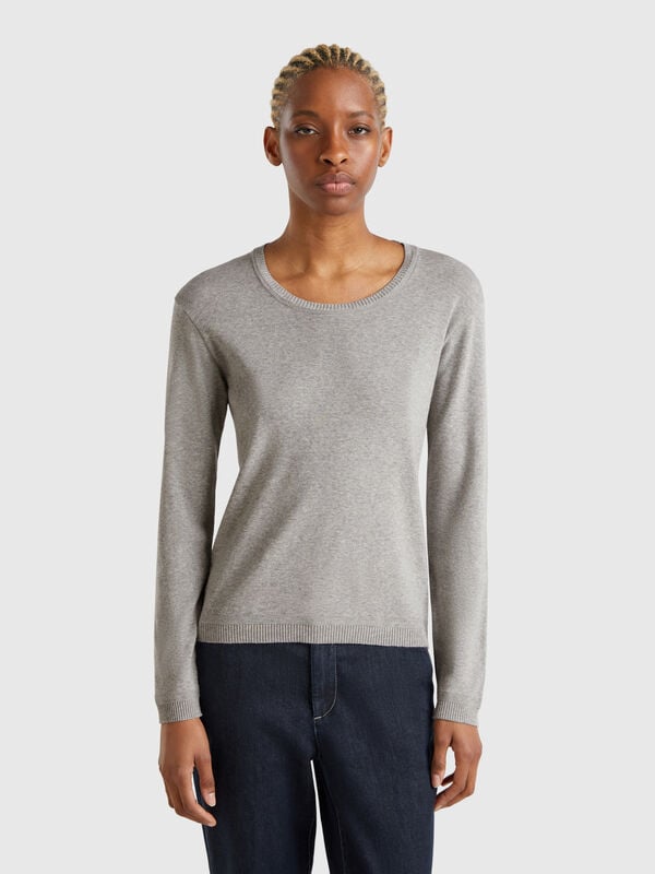Crew neck sweater in pure cotton Women